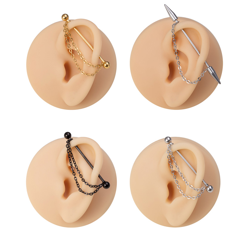 Body Jewelry Implants - 1pc Industrial Piercing Barbell with Chain