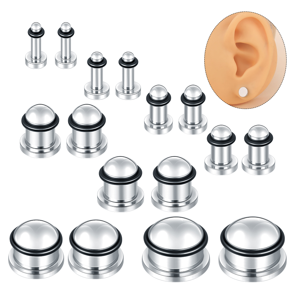 Body Jewelry Gauges - 1Pair Stainless Steel Ear Tunnel Earring