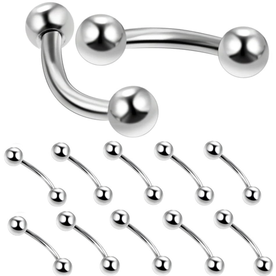 Eyebrow Curved Barbell - 10Pcs/lot Steel Eyebrow Banana Piercing Ring