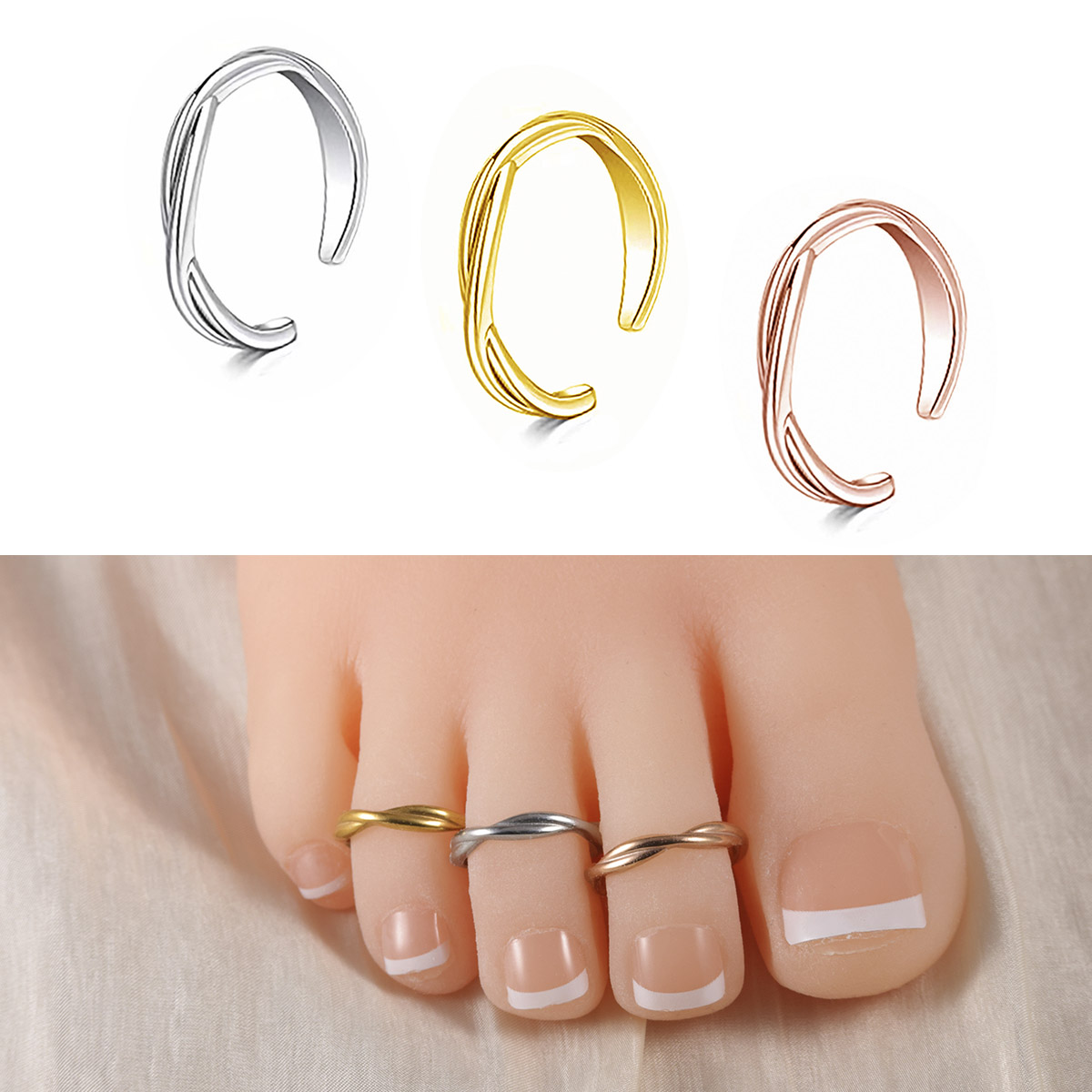 Body Jewelry Rings - 1Pc/3Pcs Simple Stainless Steel Foot Ring