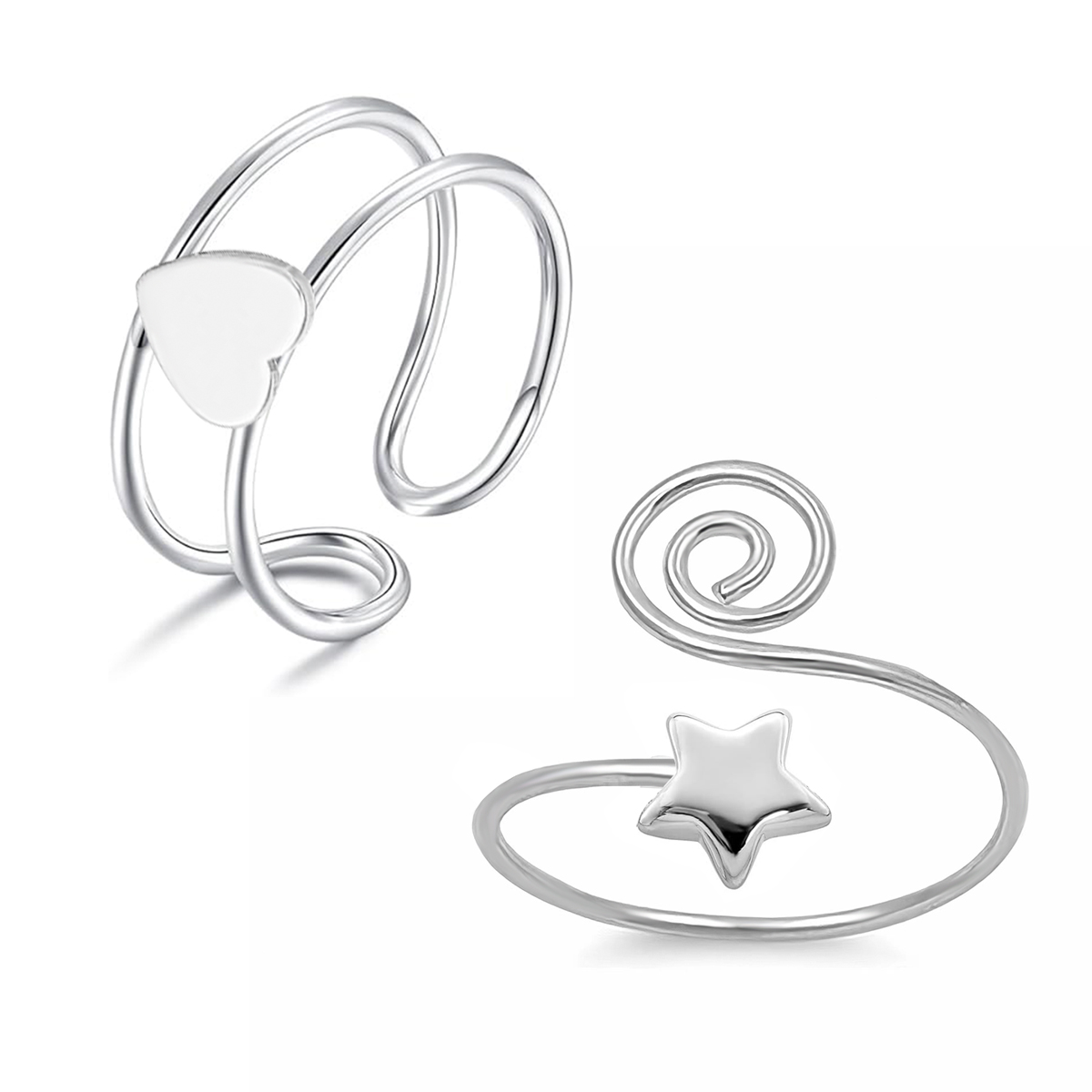 Body Jewelry Rings - Adjustable Heart Star Toe Rings for