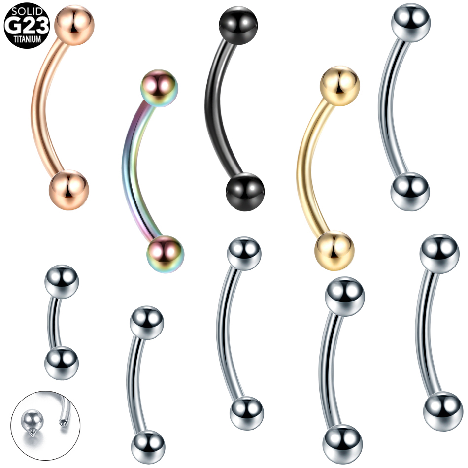 Eyebrow Curved Barbell - 10Pcs/lot G23 Titanium Eyebrow Banana Piercing