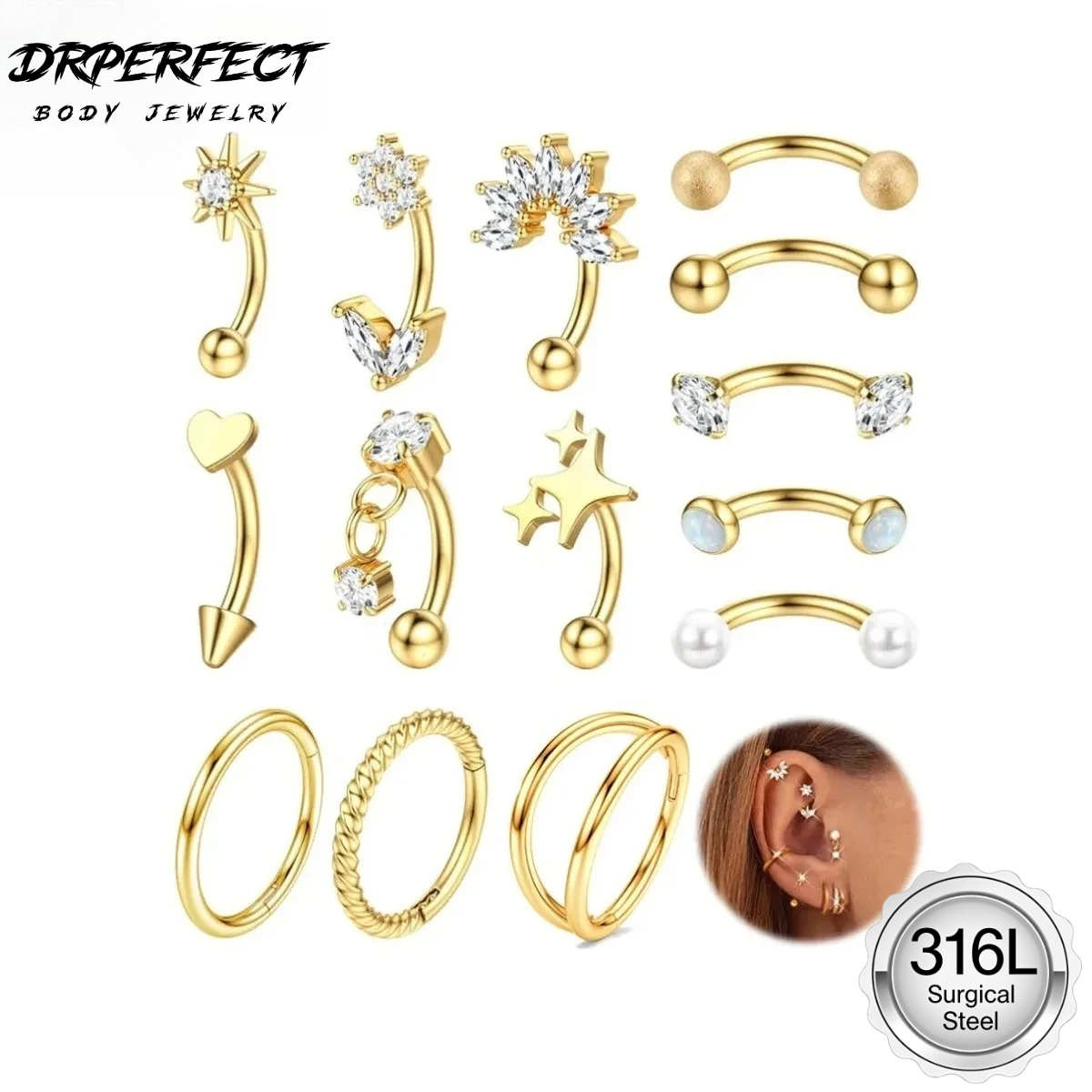 Drperfect 1PC Rook Eyebrow Pie - Eyebrow Curved Barbell review and price
