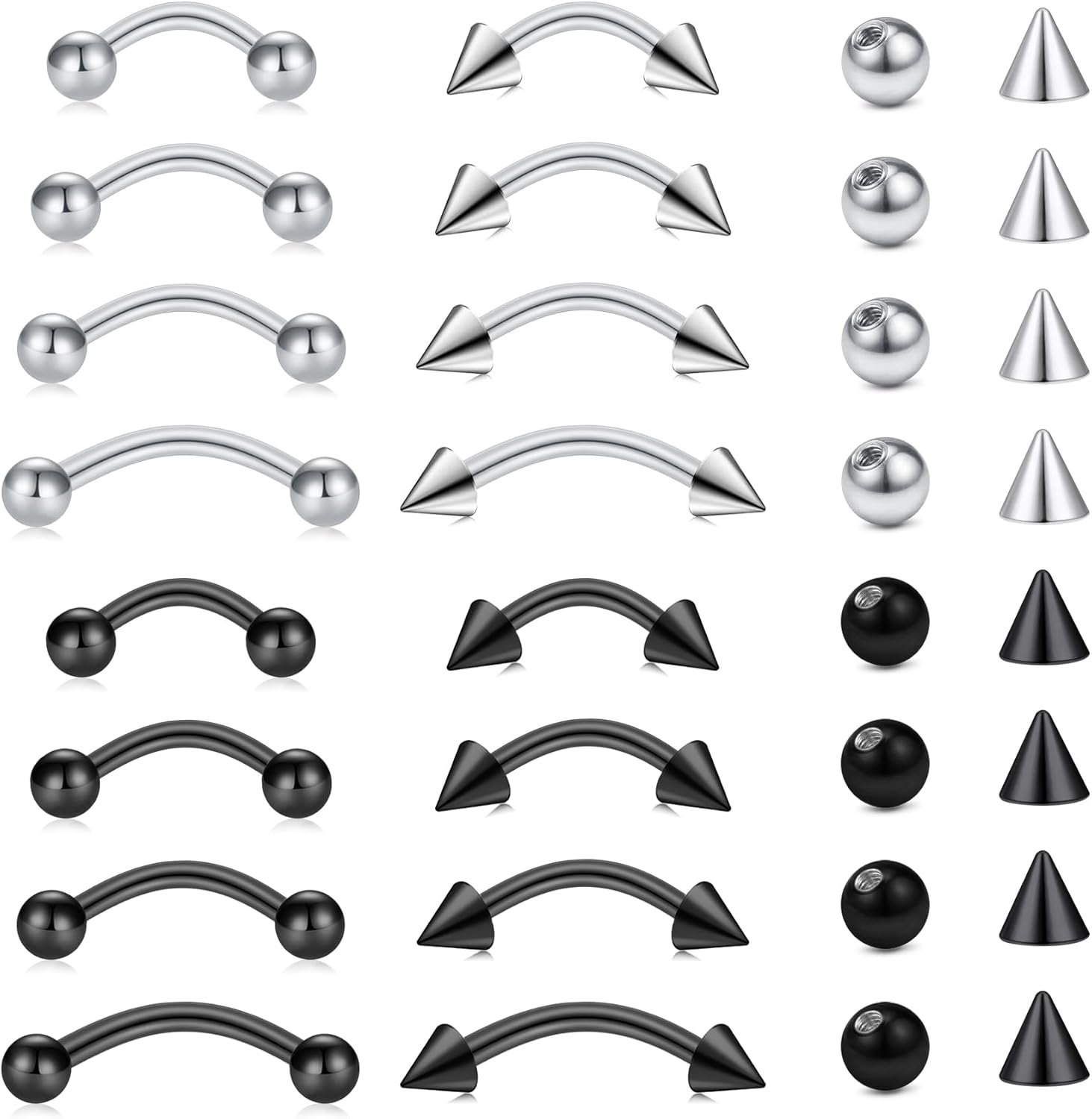 32pc/set Surgical Steel Curved - Eyebrow Curved Barbell review and price