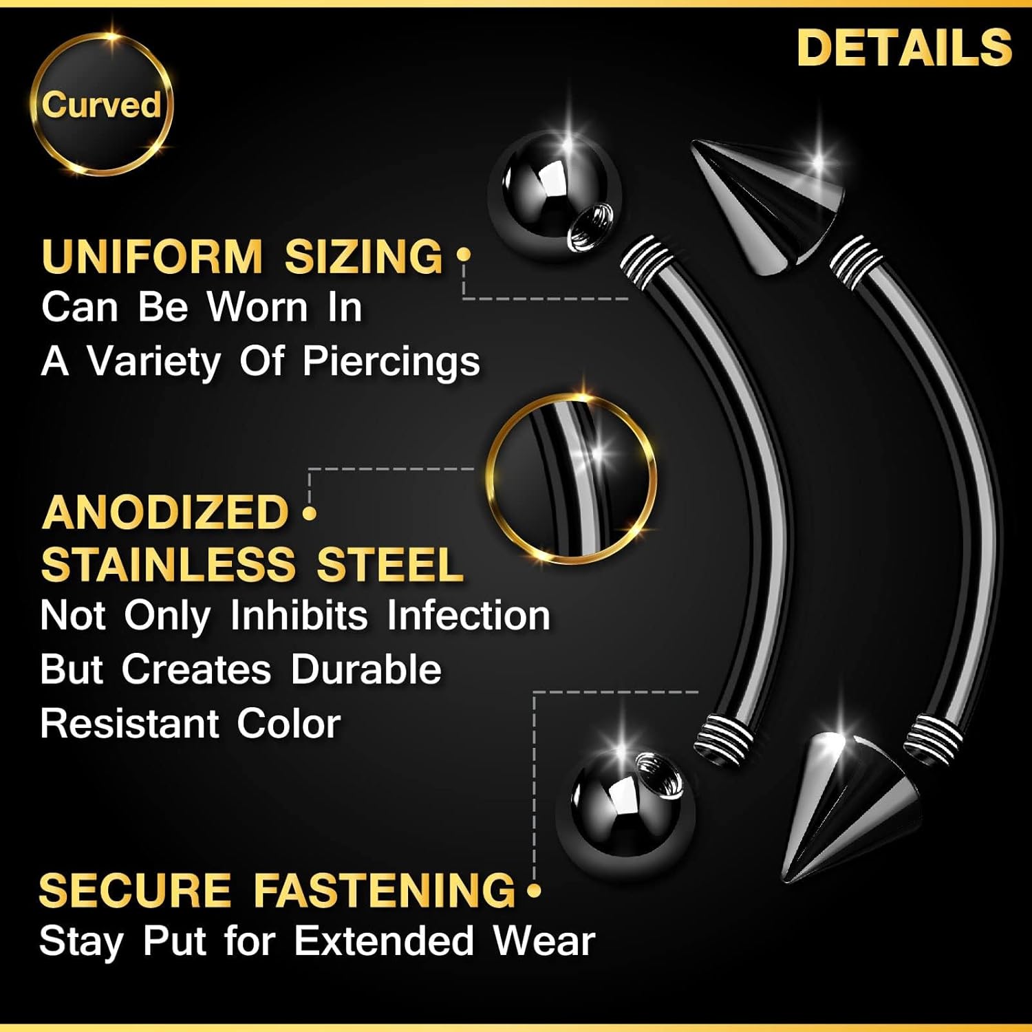 32pc/set Surgical Steel Curved - Eyebrow Curved Barbell review and price