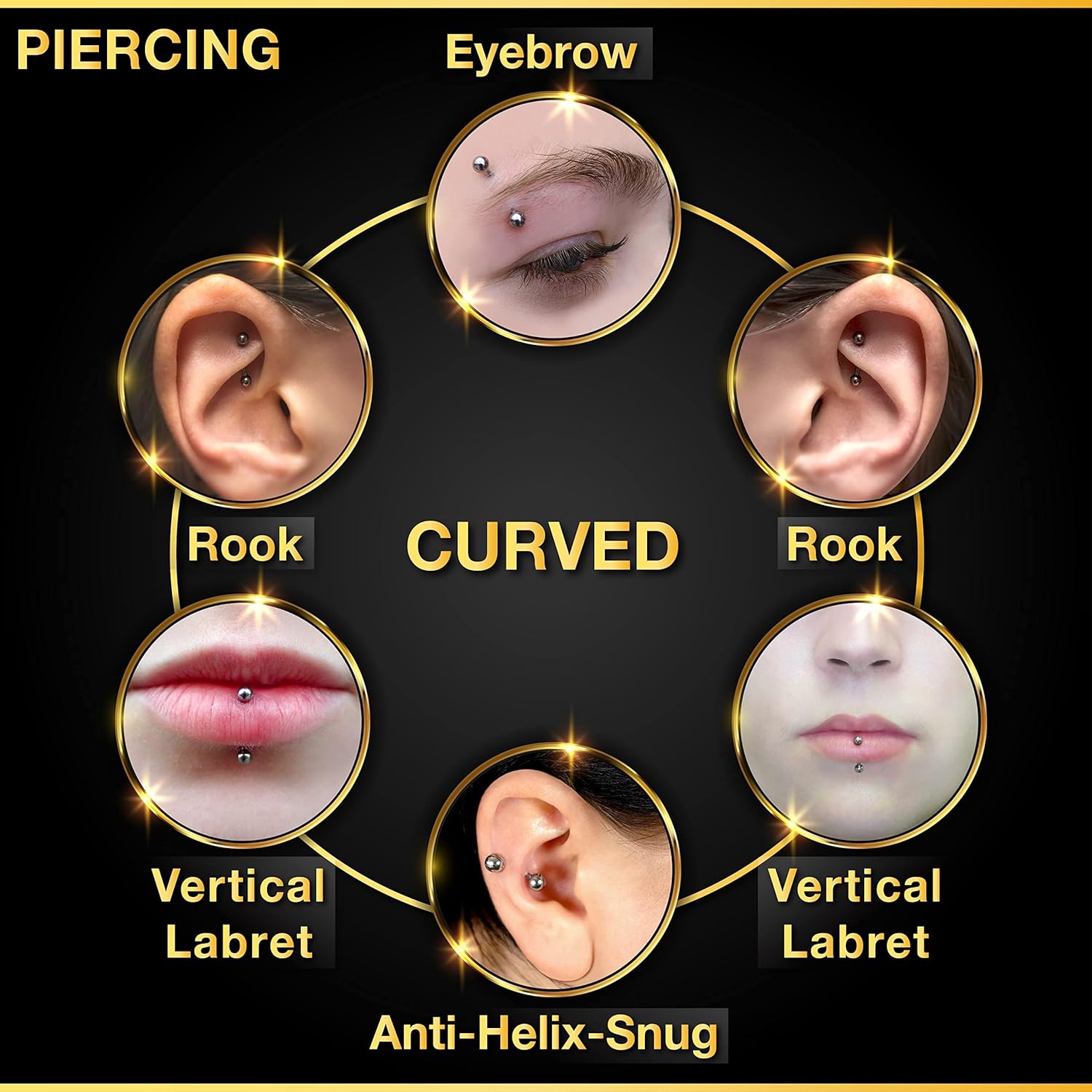 32pc/set Surgical Steel Curved - Eyebrow Curved Barbell review and price
