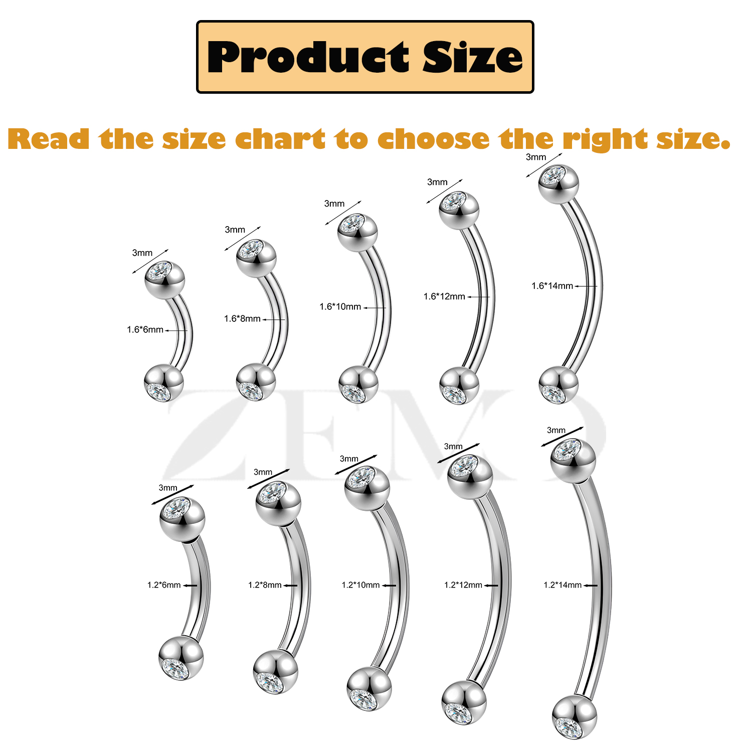 ZEMO 1PC 14/16G Stainless Stee - Eyebrow Curved Barbell review and price