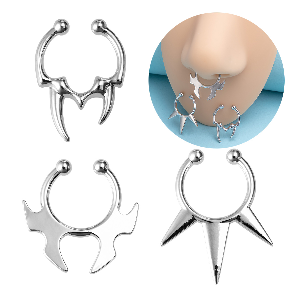 1-3pcs Fake Clip on Nose Rings - Body Jewelry Implants review and price