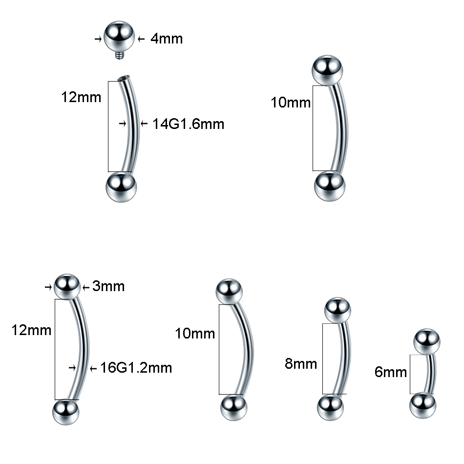 10Pcs/lot G23 Titanium Eyebrow - Eyebrow Curved Barbell review and price