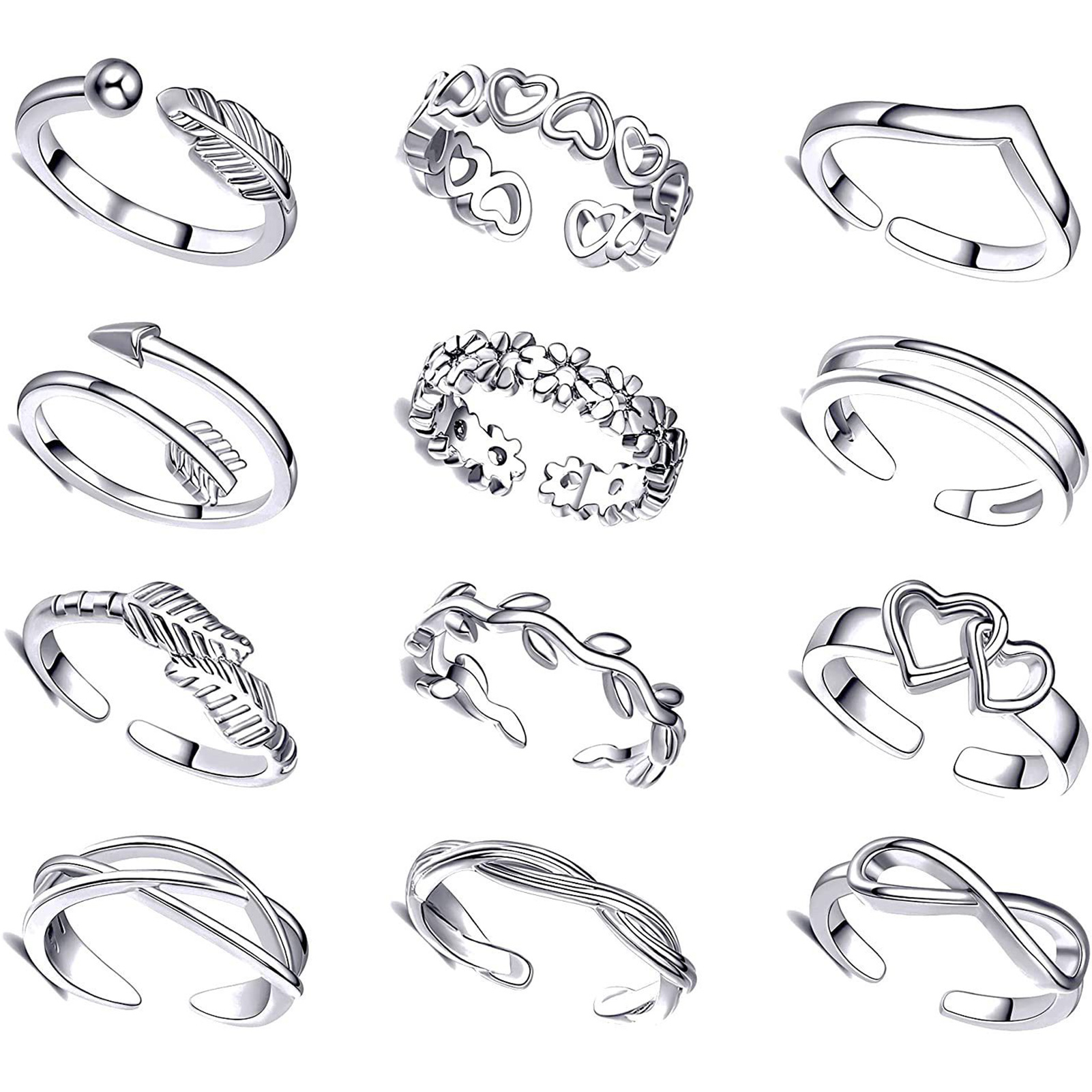 10/12Pcs Toe Rings for Women O - Body Jewelry Rings review and price