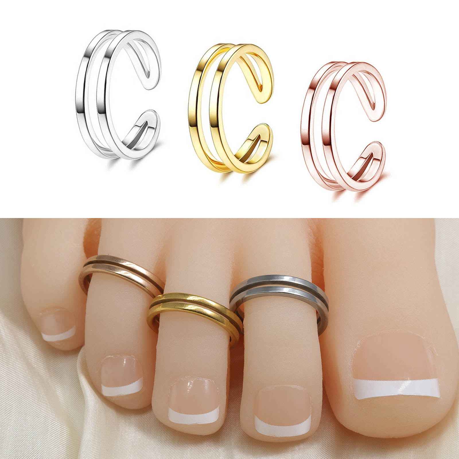 Adjustable Double Layer Toe Ri - Body Jewelry Rings review and price