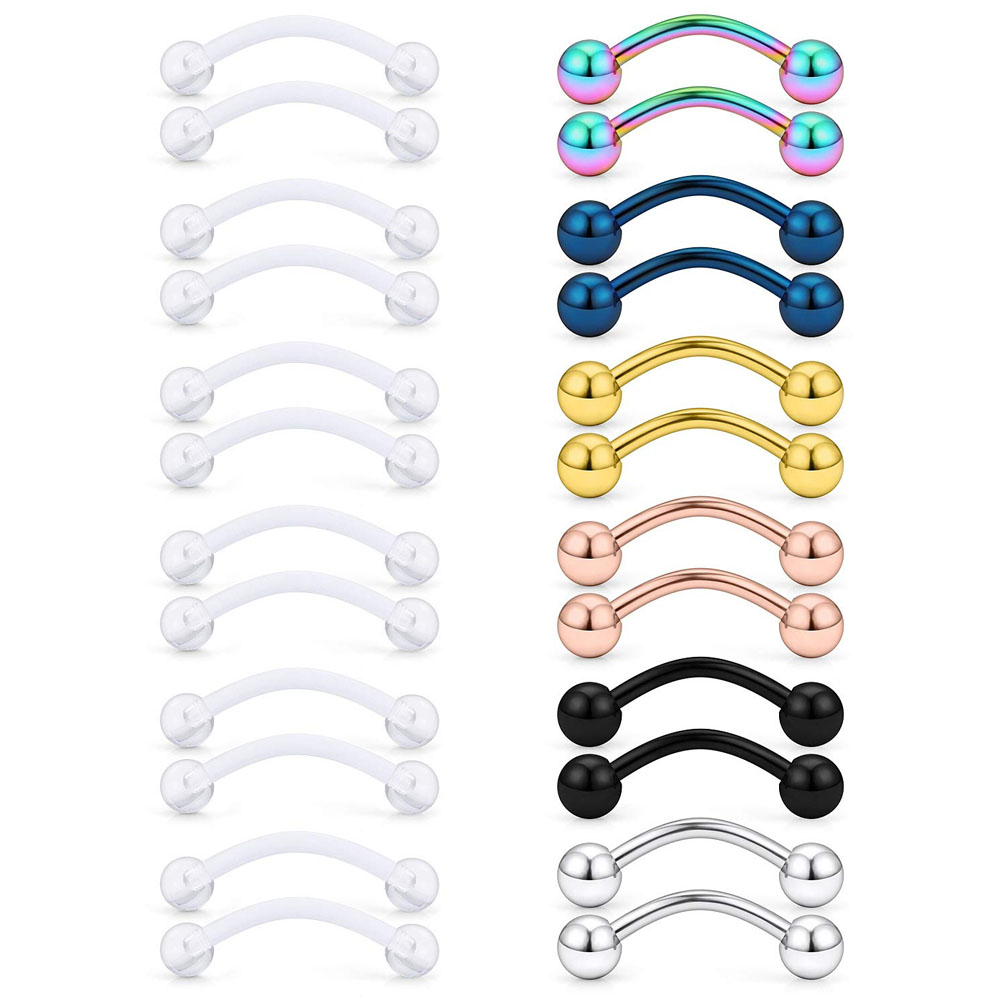 16G Clear Acrylic Bioflex Stai - Eyebrow Curved Barbell review and price