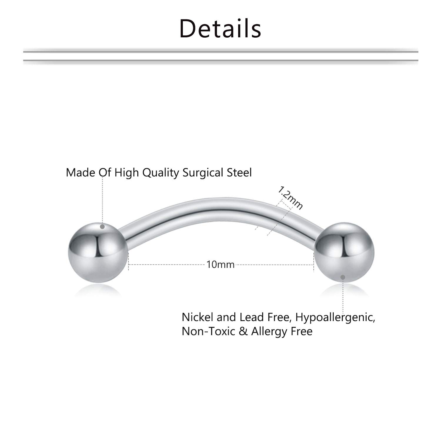 16G Clear Acrylic Bioflex Stai - Eyebrow Curved Barbell review and price