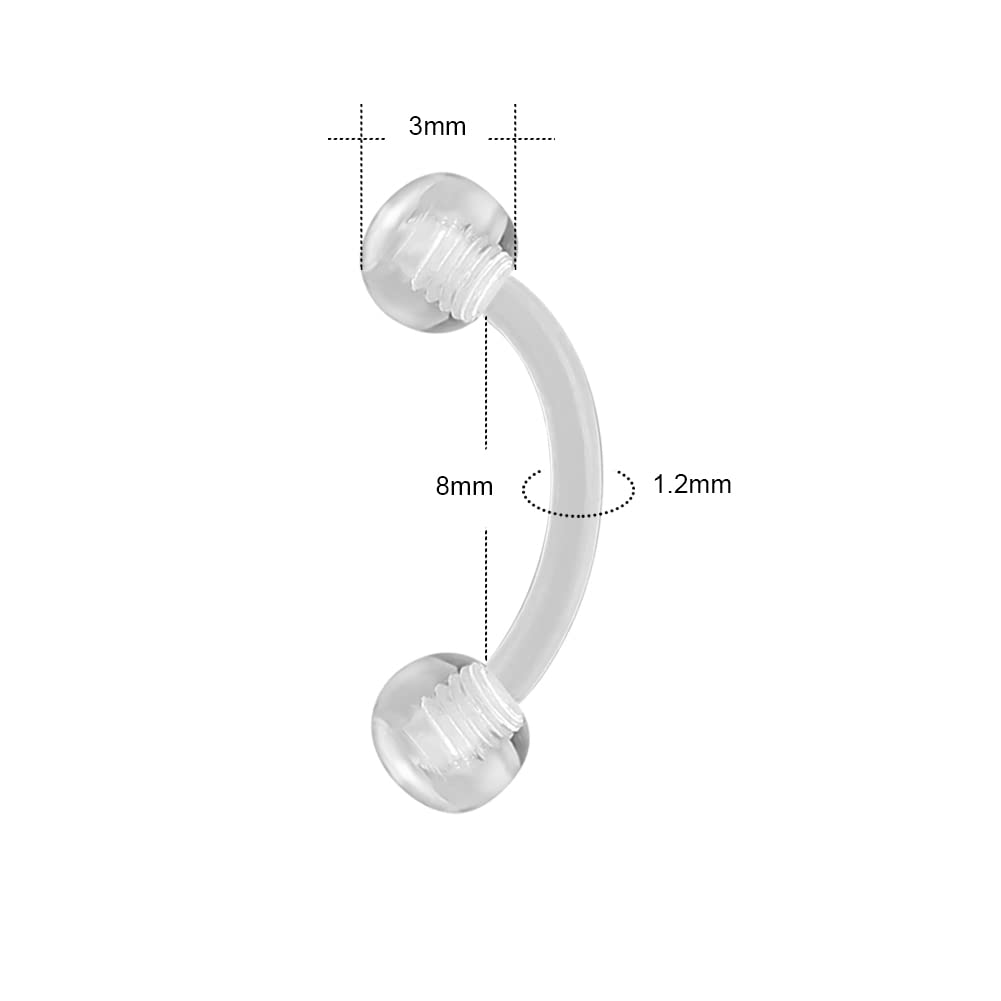 16G Clear Acrylic Bioflex Stai - Eyebrow Curved Barbell review and price
